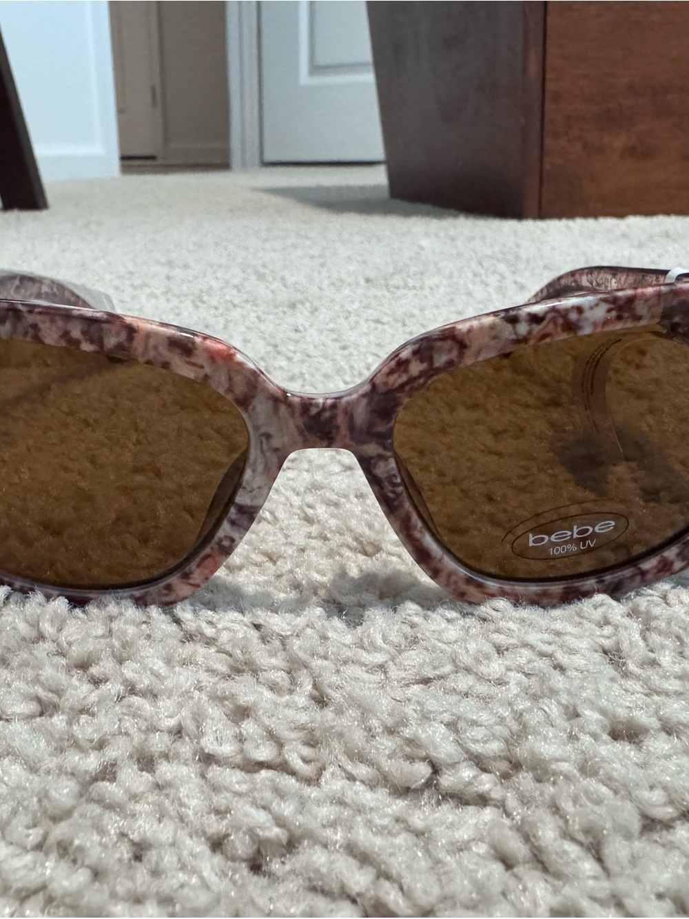 bebe Marbled Pink and Brown Crystal-Embellished Sunglasses